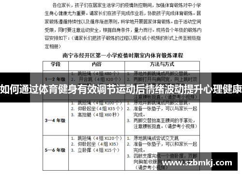 如何通过体育健身有效调节运动后情绪波动提升心理健康